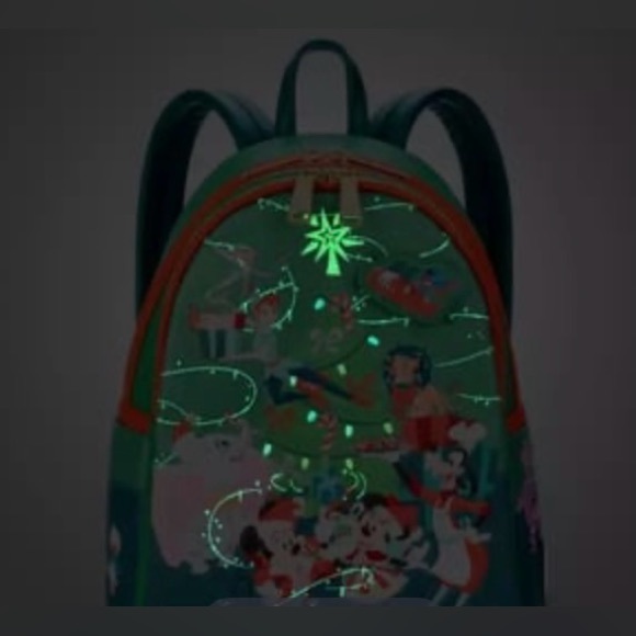 Disney: Loungefly Classic Christmas glow in the dark mini backpack green &orange - Picture 9 of 9